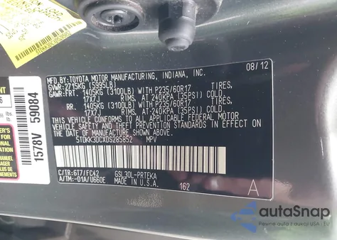 2013 Toyota Sienna Le V6 8 Passenger из США, поврежденный, VIN 5TDKK3DCXDS285852